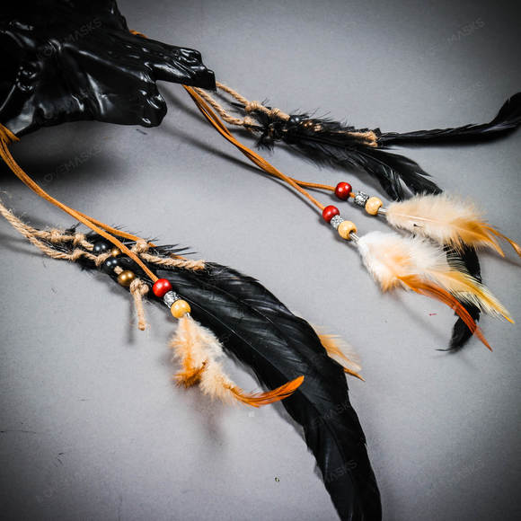 Antelope Devil Gold Deer Horn Skull Ghost Masquerade Mask - Black - Picture 8 of 8